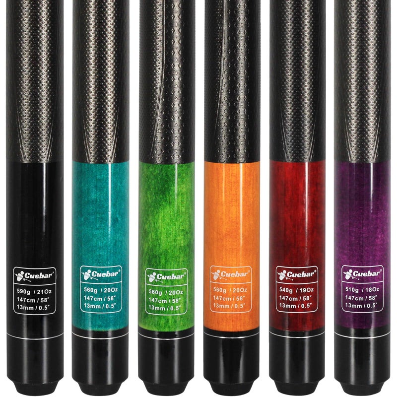 CUEBAR Pool Sticks Set of 6 58 2Piece Pool Cues 18 19 20 21 Oz House Bar Billiard Table Stick with 3D Grip for Adults Men Women Black Teal Green Orange Red Purple - Image 2