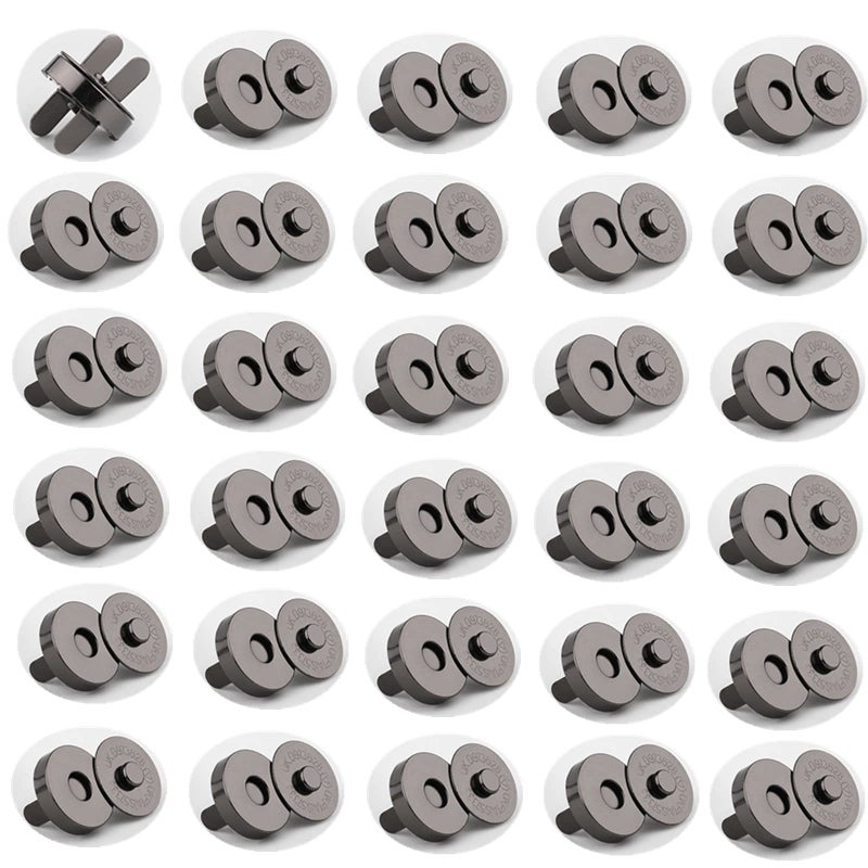 DZTIAN 50 Sets 14mm Black Gloss Magnetic Button Clasp Snaps Great for Sewing Craft Leather Clothes Purses Bags with Washer Nickel - Image 1