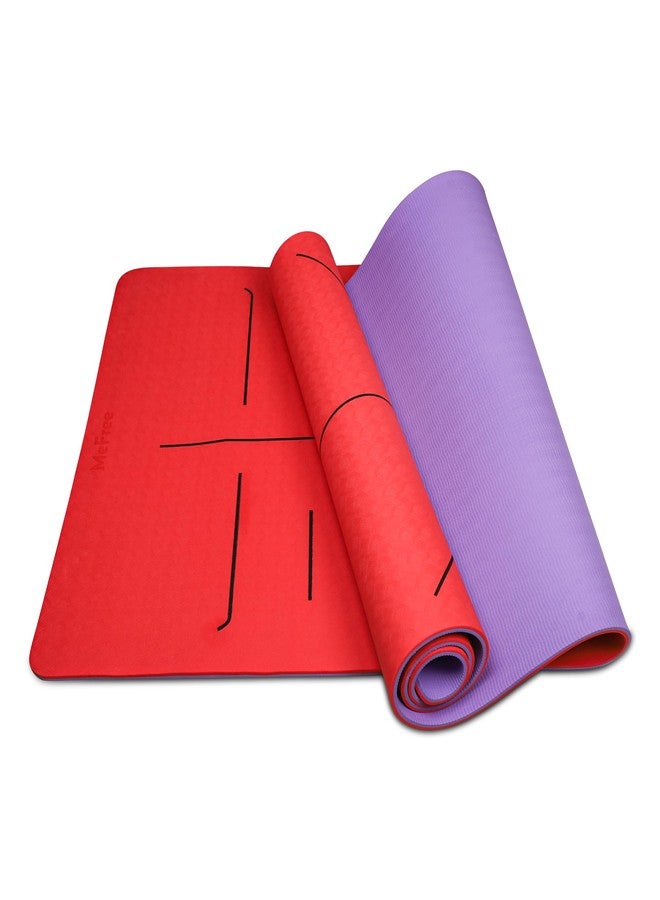 MeFree TPE Yoga Mat 6mm Thick - Purple + Red | Non-Slip, Eco-Friendly Exercise Mat for Yoga, Pilates, & Fitness Workouts | Lightweight & Comfortable Cushioning - Image 1