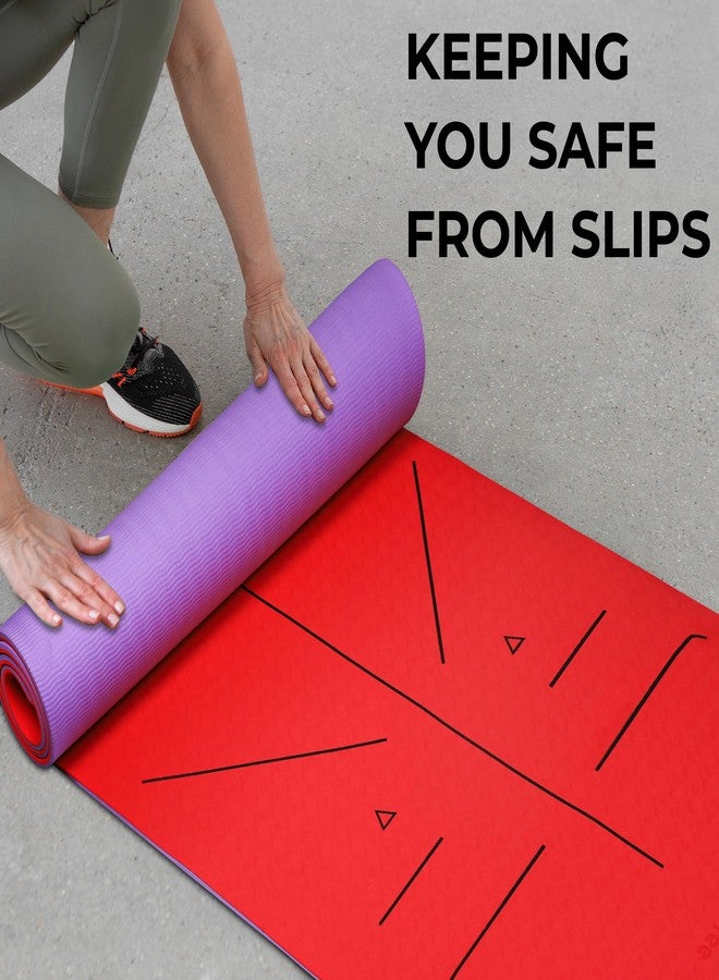MeFree TPE Yoga Mat 6mm Thick - Purple + Red | Non-Slip, Eco-Friendly Exercise Mat for Yoga, Pilates, & Fitness Workouts | Lightweight & Comfortable Cushioning - Image 5