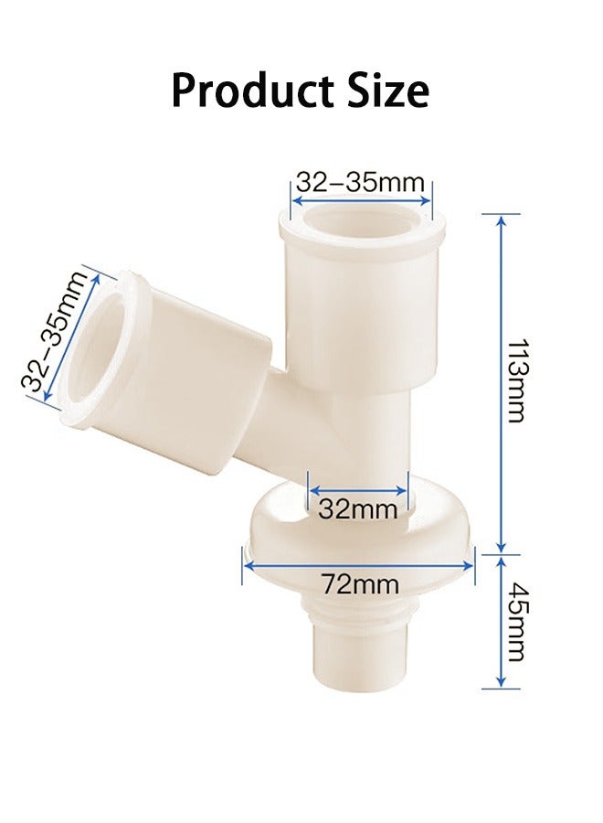 GMORO Washing Machine Double Outlet Connector, 3-Way Sewer/Floor Drain Joint, Y-Shaped Diagonal Tee with Accessories - Image 5