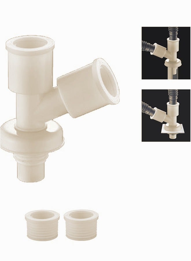 GMORO Washing Machine Double Outlet Connector, 3-Way Sewer/Floor Drain Joint, Y-Shaped Diagonal Tee with Accessories - Image 1