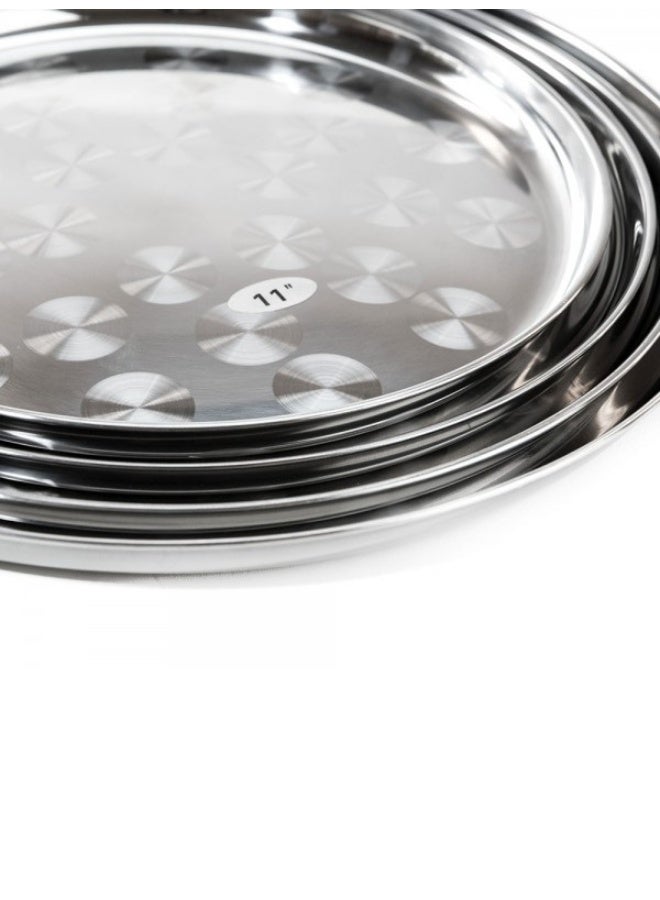 camel Set of 4 high-quality, rust-resistant, round serving trays made of stainless steel - Silver - Image 2