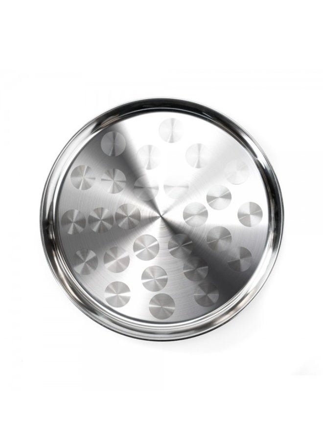 camel Set of 4 high-quality, rust-resistant, round serving trays made of stainless steel - Silver - Image 5