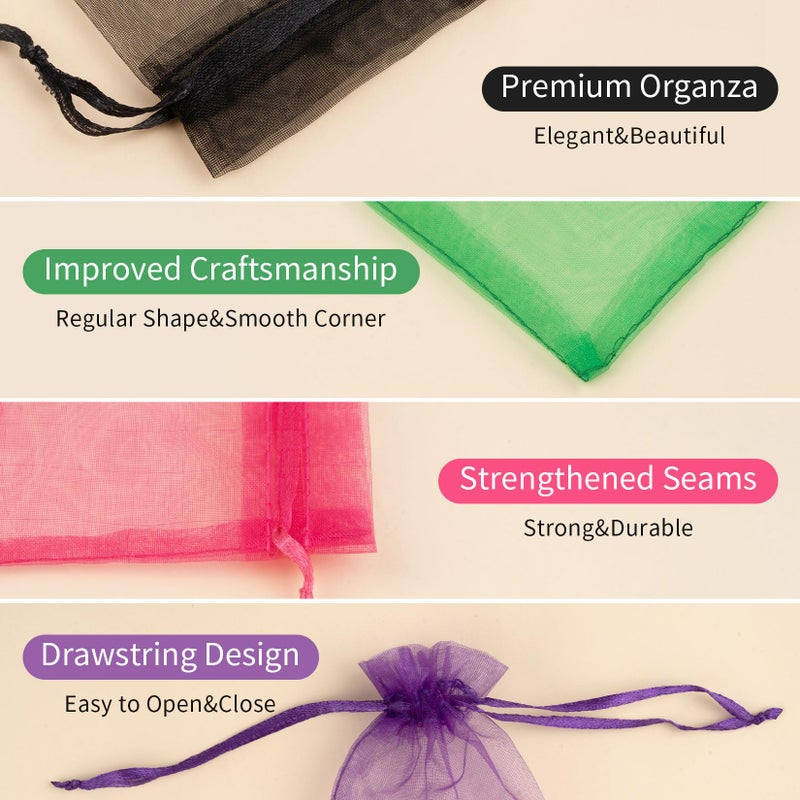 Crweety 50 Pcs Mix Color Organza Bags 6x9 Inch, Small Gift Bags Mesh Bags Drawstring Goodie Bags for Wedding Party Favor Treats Valentine Gift - Image 5