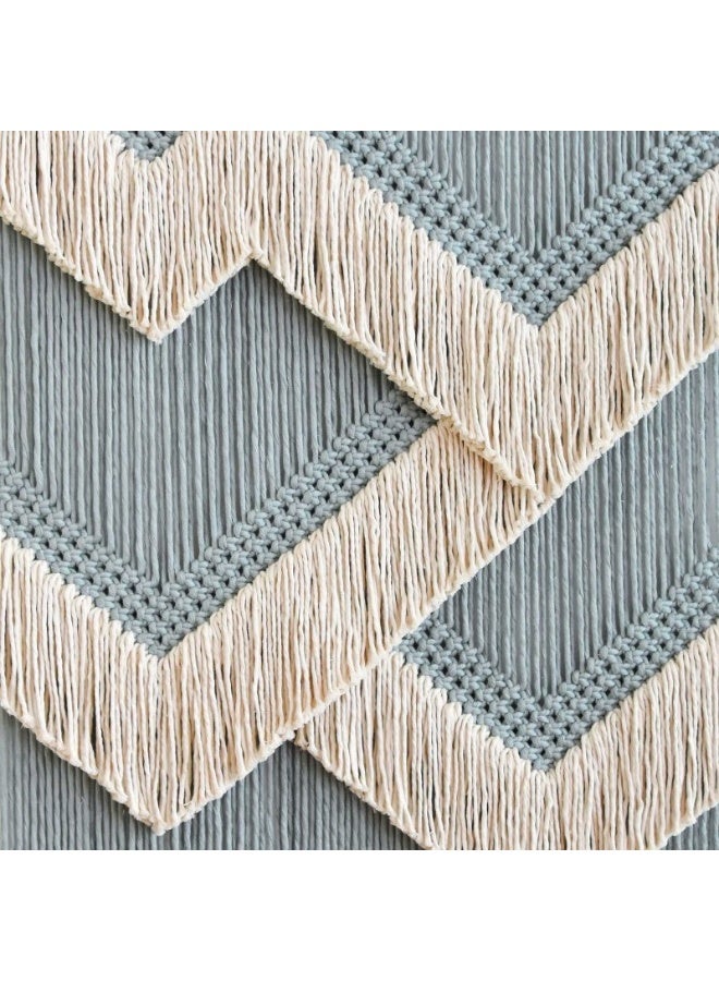 هوم جاليري مكرميه ملون معلق على الحائط كبير بوهو منسوج يدويا - Image 1