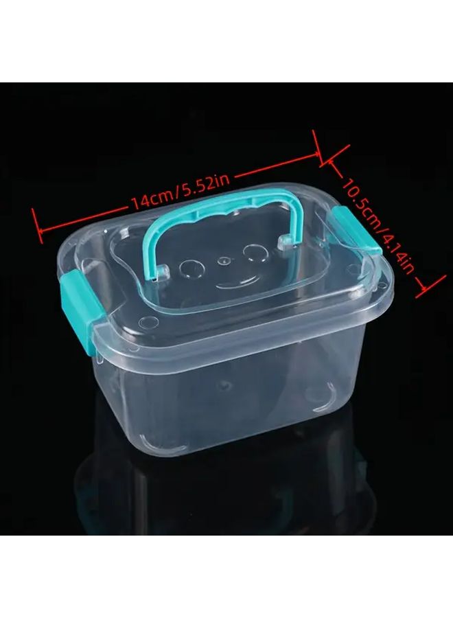 Clear Plastic Storage Box with Handle Transparent Blue 5 51x4 13x2 76 Inch for Home Organization - Image 3