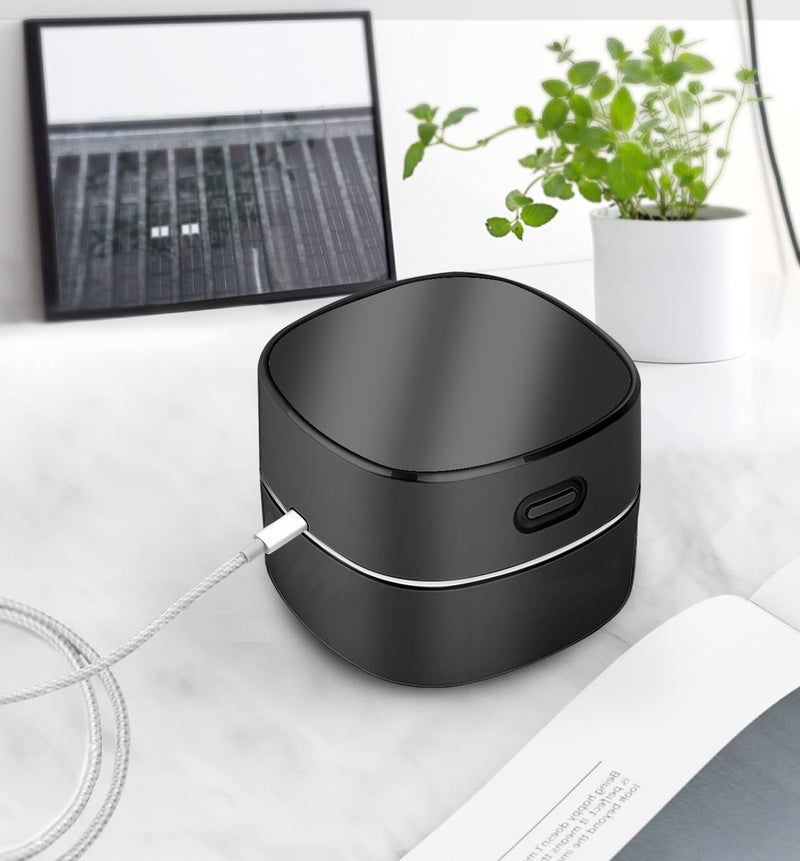 ODISTAR Desktop Vacuum Cleaner,Mini Table dust Sweeper Energy Saving,High Endurance up to 400 mins,Cordless&360º Rotatable Design for Cleaning Hairs,Crumbs,Computer Keyboard (Black Charging) - Image 2