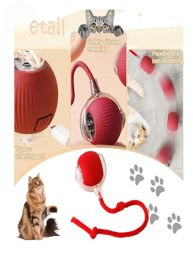 Interactive Cat Toy Ball with Tail, Smart Motion Activated Rolling Ball with Bird Sound, USB Type-C Rechargeable Silicone Puzzle Toy for Indoor Cats and Small Dogs - Image 3