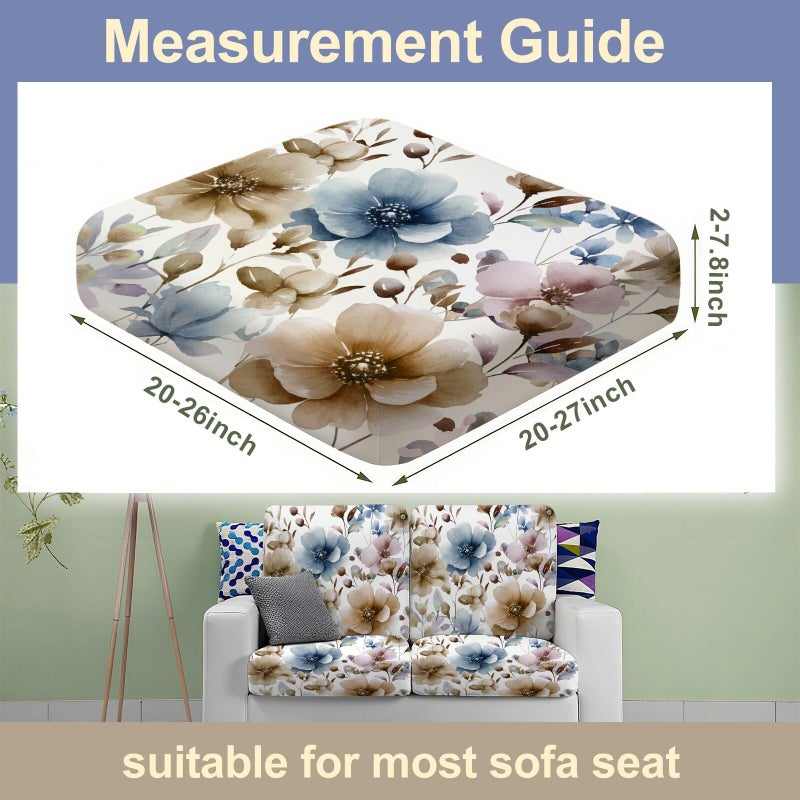 BBSET 8 Pcs Watercolor Wildflower Sofa Cushion Cover for Patio Floral Stretch Outdoor Sofa Seat Cushions Cover Tropical Flower Indoor Replacement Couch Chair Slipcover Flexibility (Watercolor Flower) - Image 5