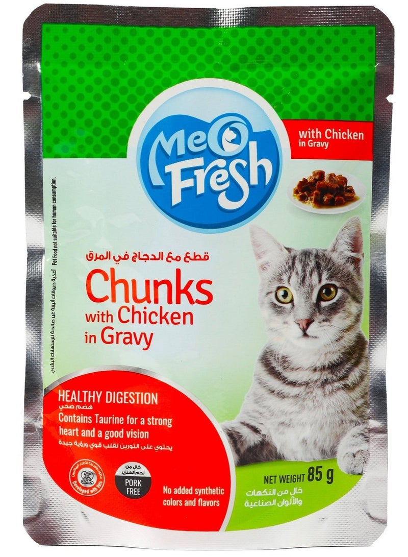 Meo Fresh Cat Food Chunks With Chicken In Gravy 85 G - Image 1