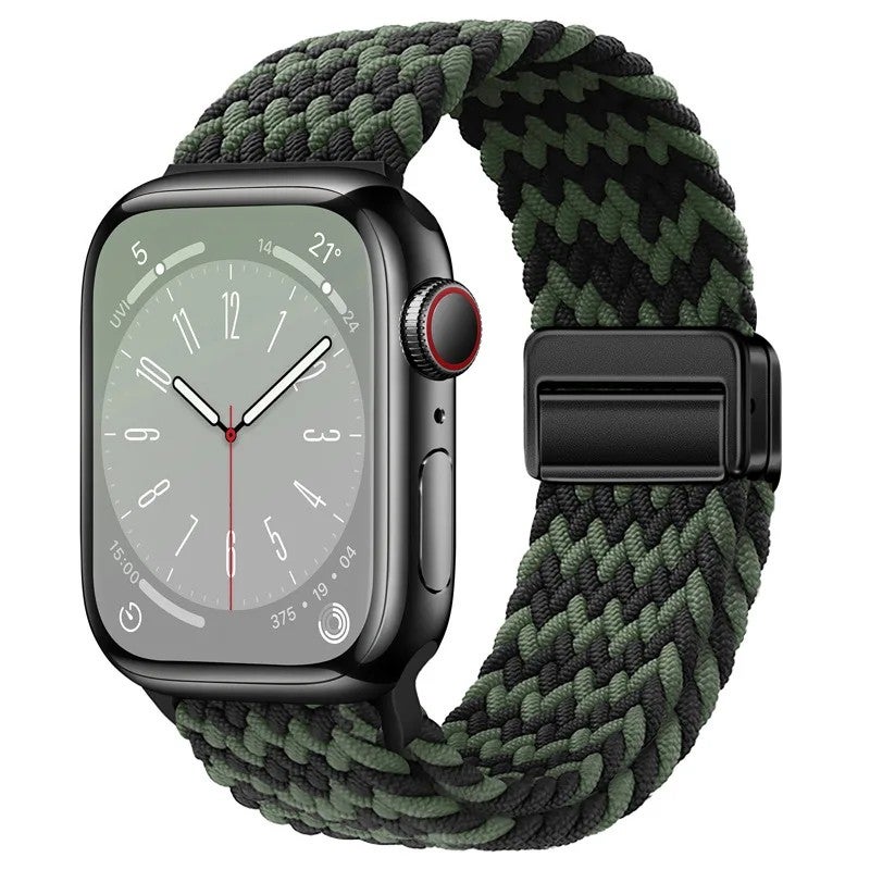 Bluejw New Magnetic Nylon Braided Loop Strap for Apple Watch Series 9 8 – Replace the Watch Strap with Elastic Bracelet & 49mm Metal Buckle Band for Women - Image 1