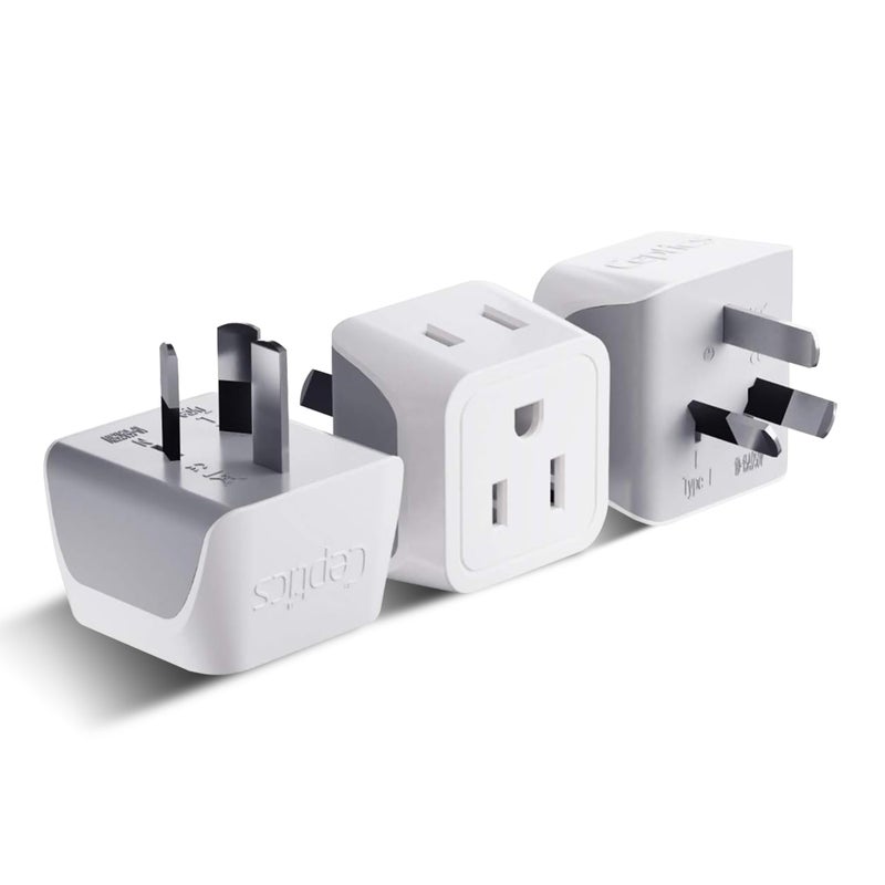 Ceptics Australia Power Plug Adapter, 2 in 1 Type I Plug Adapter, US to Australia , China, New Zealand Power Adapter with Dual USA Inputs, CE, RoHS - 3 Pack - Image 3