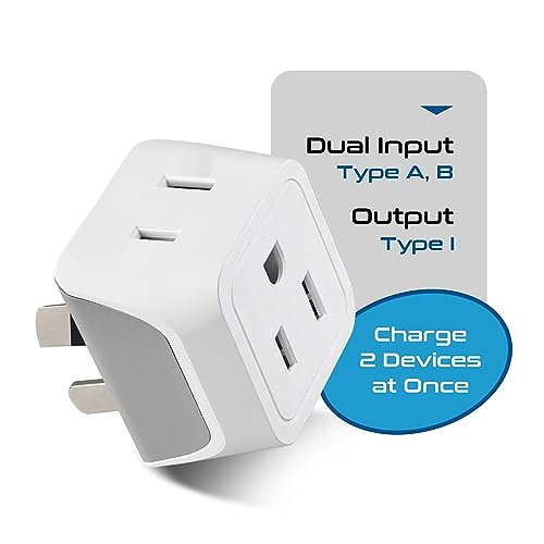Ceptics Australia Power Plug Adapter, 2 in 1 Type I Plug Adapter, US to Australia , China, New Zealand Power Adapter with Dual USA Inputs, CE, RoHS - 3 Pack - Image 2