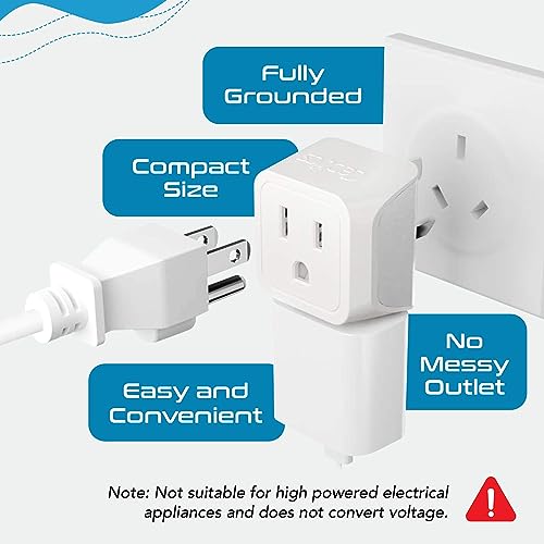 Ceptics Australia Power Plug Adapter, 2 in 1 Type I Plug Adapter, US to Australia , China, New Zealand Power Adapter with Dual USA Inputs, CE, RoHS - 3 Pack - Image 5