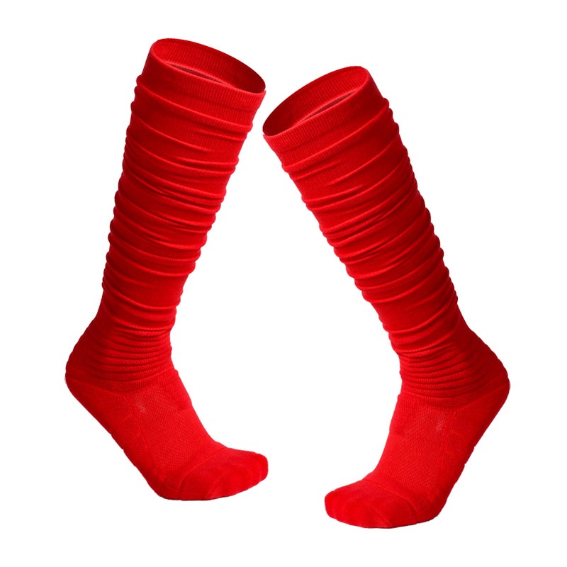 Scrunch Football Socks Ultra Long Cotton Knee High Socks Padded Rugby Socks - Image 1