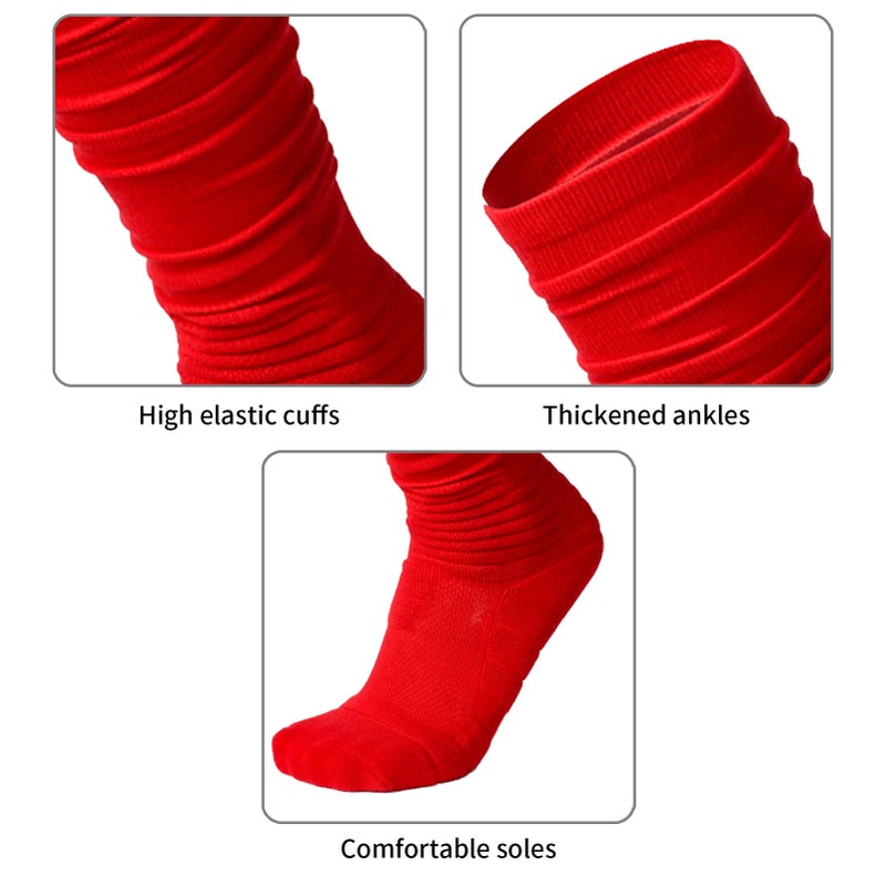 Scrunch Football Socks Ultra Long Cotton Knee High Socks Padded Rugby Socks - Image 3