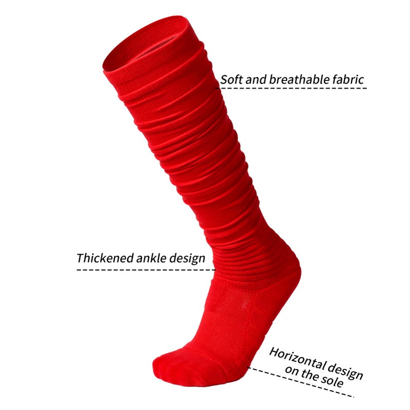 Scrunch Football Socks Ultra Long Cotton Knee High Socks Padded Rugby Socks - Image 2