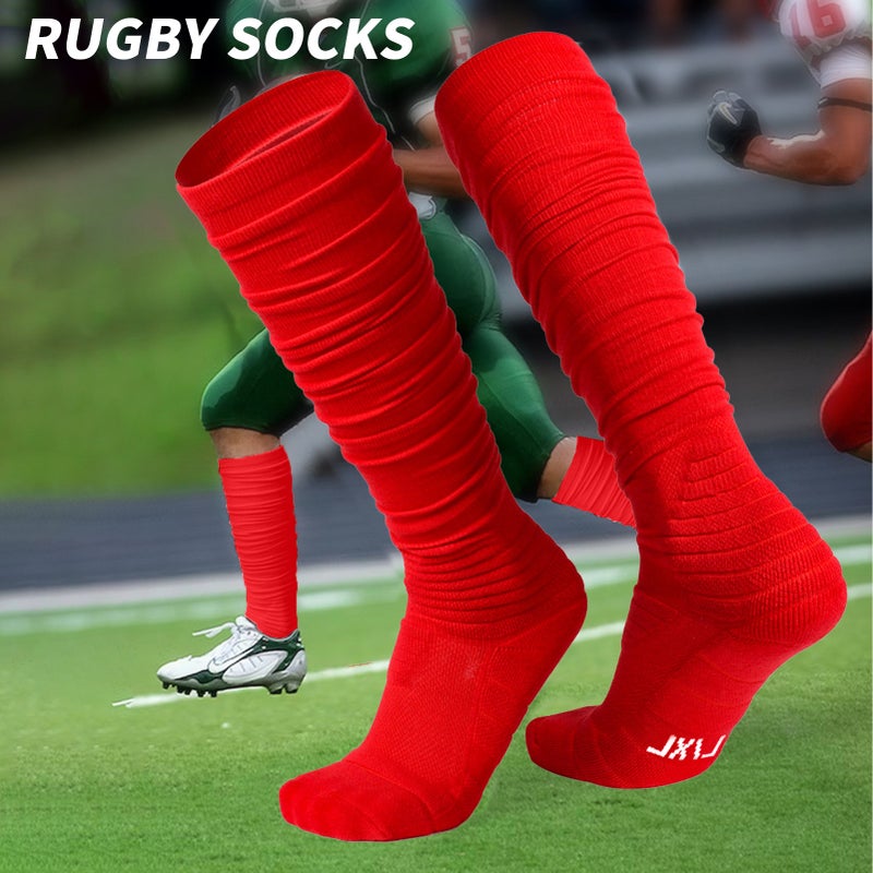 Scrunch Football Socks Ultra Long Cotton Knee High Socks Padded Rugby Socks - Image 4