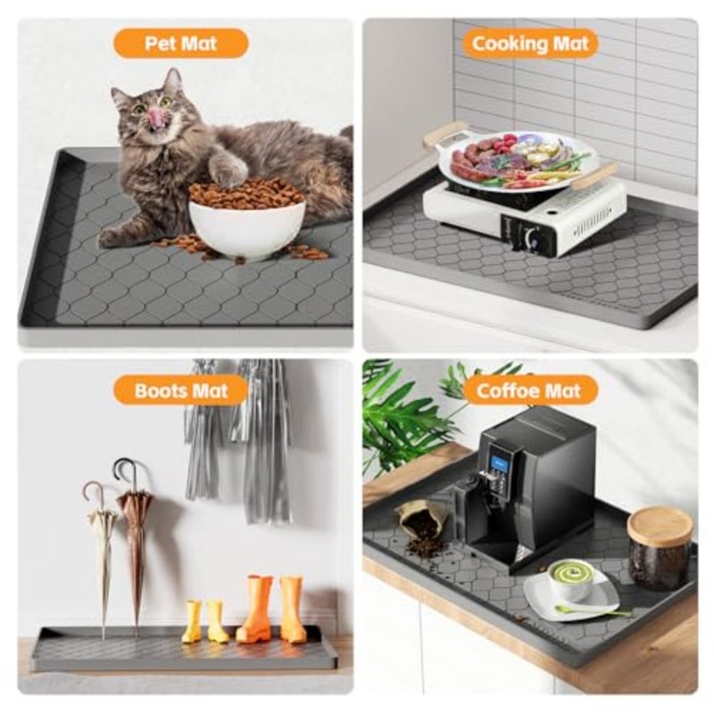 Silicone Under Sink Mat 34" x 22", Kitchen Essentials and Gadgets, Shelf Liner and Cabinet Protector, Home Organizers and Storage, Waterproof Bathroom Tray - Image 5