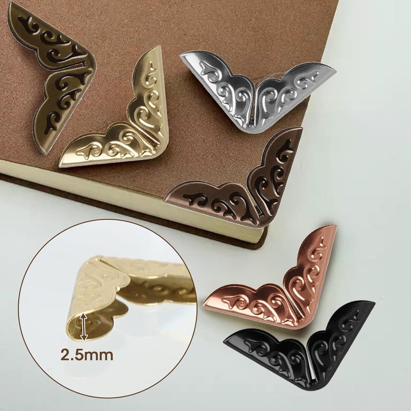 TNJPSEK 240 Pcs Decorative Metal Book Corner Protector, Vintage Photo Frame Corner Embellishment, Iron Corner Guard Edge Decorative for Book Picture Journal Albums DIY Crafting Projects (6 Color) - Image 2