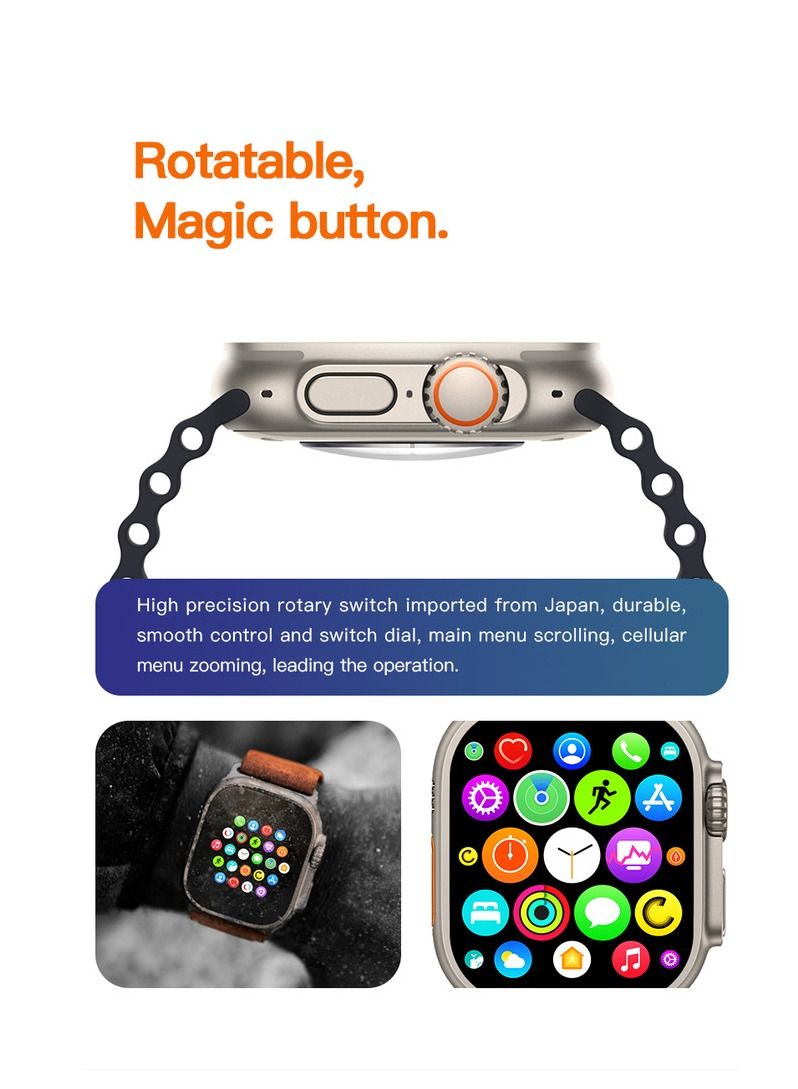 AROAQ 220.0 mAh T900 Ultra Wireless Charging New Features Super Fast Latest Smart Watch Yellow Yellow - Image 3