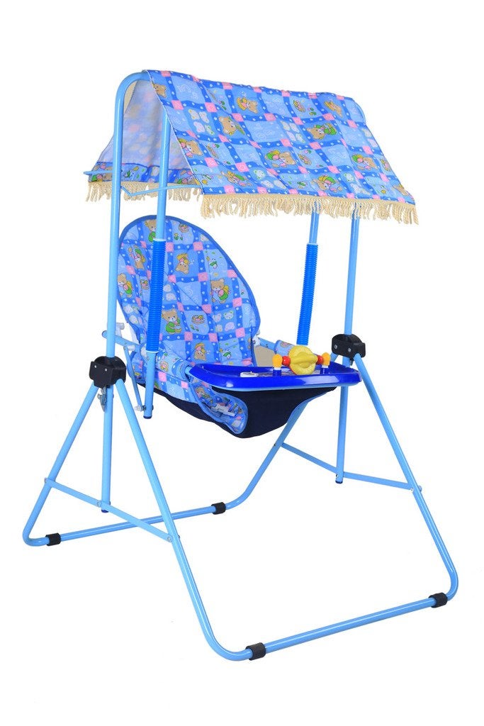 Natraj INFANTO Baby Room Swing Garden Swing Feeding Chair Easy Folding Compact Design Protective Canopy Suitable for 618 Months Blue - Image 1