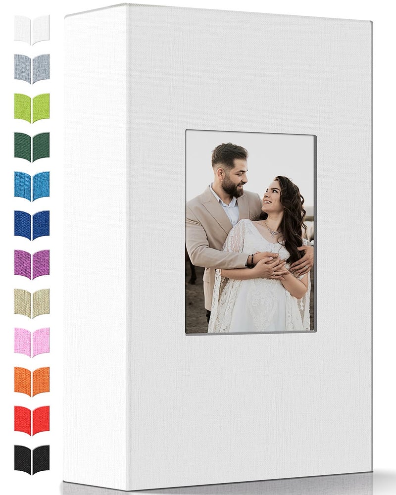 Artfeel Photo Album 4x6 with 300 Pockets,Slip-in Picture Albums,Linen Cover Memory Book with Front Window,White Page Vertical Photo Book for Wedding,Family,Anniversare,Baby,Vacation - Image 1