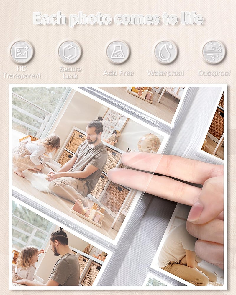 Artfeel Photo Album 4x6 with 300 Pockets,Slip-in Picture Albums,Linen Cover Memory Book with Front Window,White Page Vertical Photo Book for Wedding,Family,Anniversare,Baby,Vacation - Image 4