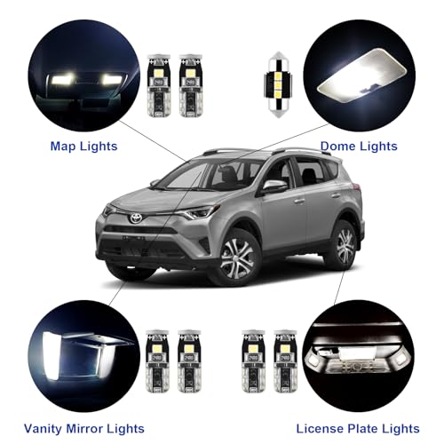 EASY EAGLE LED Interior Car Lights for Toyota-RAV4-2016-2022: 8 Piece Kit White LED Light Bulbs - Super Bright 6000K + Install Tool - Image 2