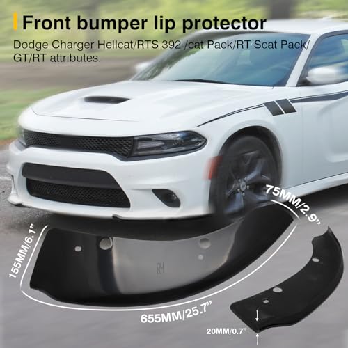 HTRACING Front Bumper Lip Splitter Protector Compatible with Charger SRT Hellcat/SRT 392/Scat Pack/RT Scat Pack/GT/RT 2015-2021, Black - Image 3