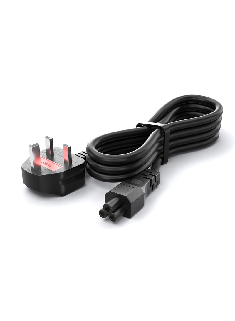 CYD 3 Pin Mains lead Power UK Plug Mickey Mouse C5 Cloverleaf Cord Mains Cable Lead for Laptop AC-Adapter Charger Acer Dell HP Compaq Toshiba Vaio Delta Asus Lenovo Electric Equipment 1.2m (3.9ft)