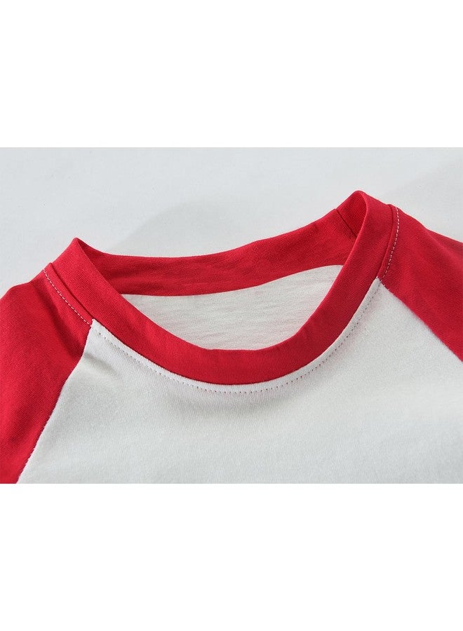 Tkria Kid Boys Christmas Day Raglan Long Sleeve Shirt Xmas Holiday Snowman Glasse Face Toddler Tshirt Red 7T - Image 4
