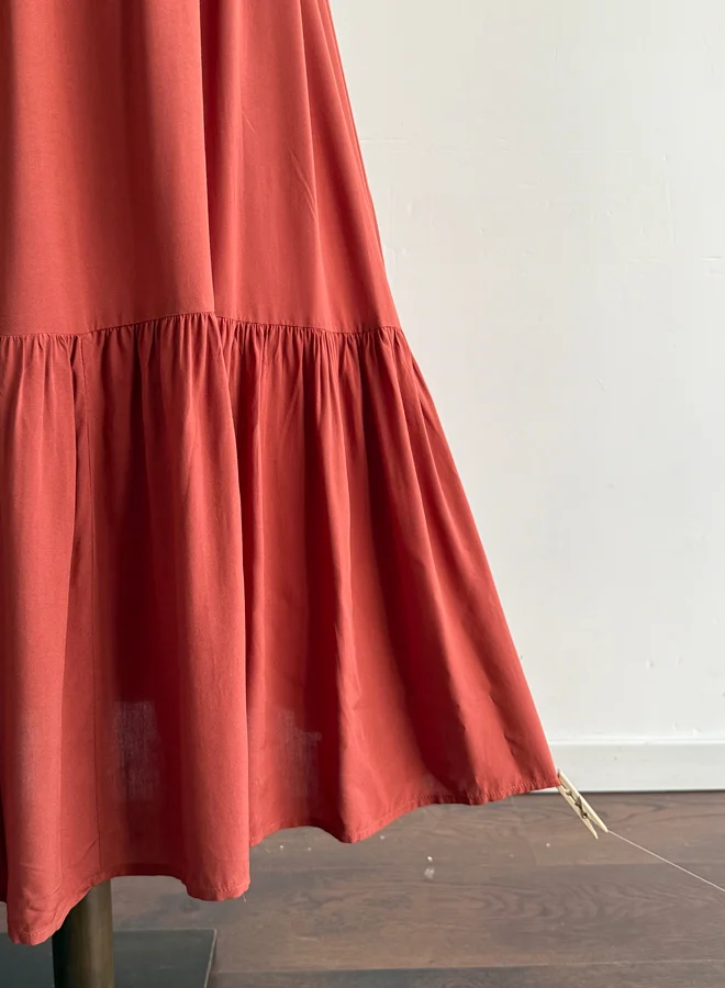Styli Styli Rust Frill Sleeves Maxi Dress