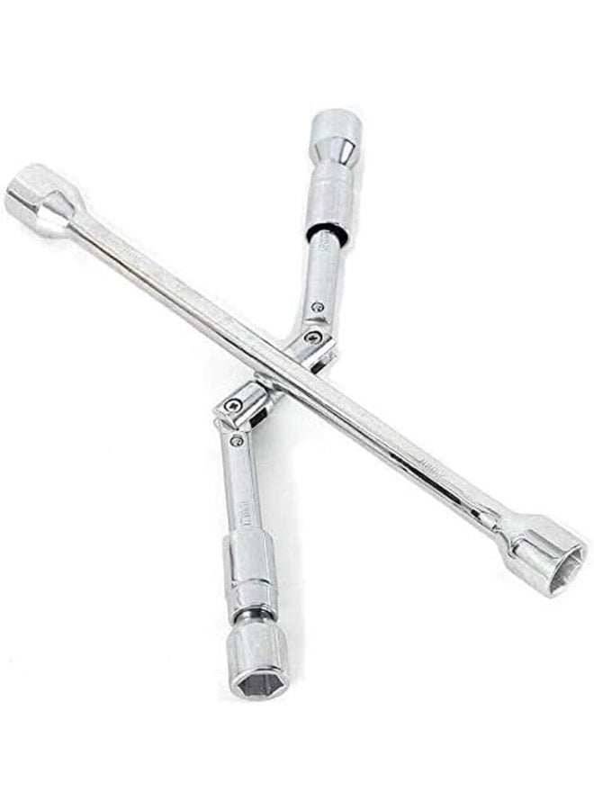 Universal 4-Way Heavy Duty Cross Wheel Wrench - Standard Tire Socket Tool with 17mm, 19mm, 21mm, and 23mm Heads - Professional Vehicle Lug Nut Remover - Image 2
