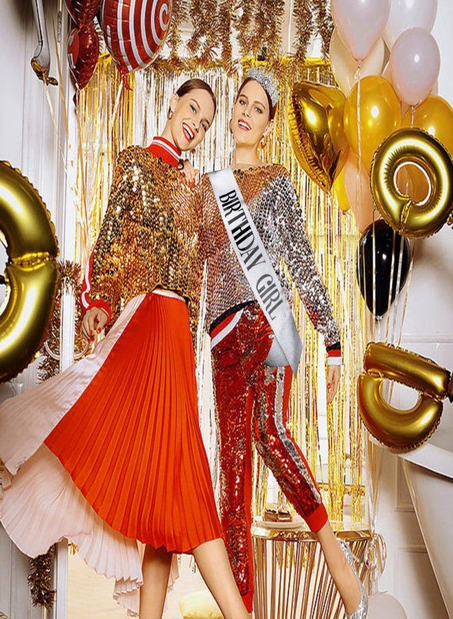 VELSCRUN Birthday Tiara Crowns for Women Girls Silver Crystal Birthday Girl Headband Sash Elegant Princess Crown Happy Birth Party Decorations Women Sisters Birth Gift Hair Accessories - Image 4