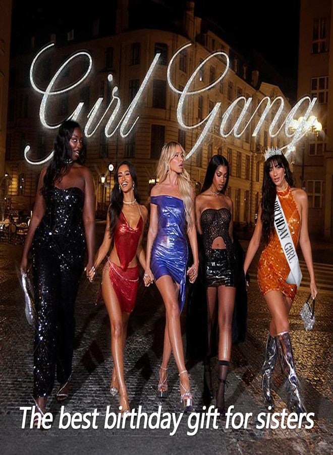 VELSCRUN Birthday Tiara Crowns for Women Girls Silver Crystal Birthday Girl Headband Sash Elegant Princess Crown Happy Birth Party Decorations Women Sisters Birth Gift Hair Accessories - Image 5