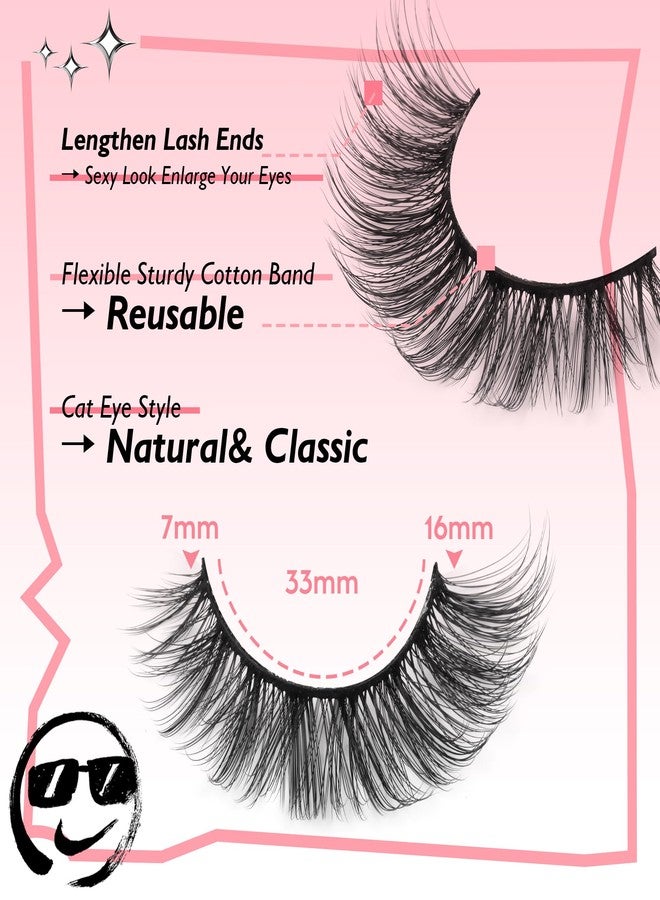 JIMIRE Natural Lashes Fluffy False Eyelashes Natural Look Wispy Faux Mink Lashes Short Cat Eye 15MM False Lashes 8 Pairs Pack - Image 2