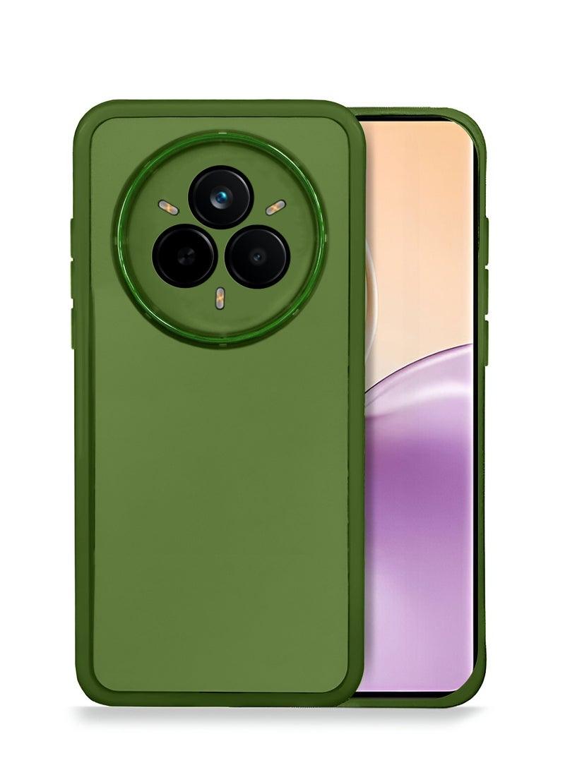 دبليو تيك غلاف هاتف ريلمي 14 برو 5G 2025 من مادة TPU الشفافة الناعمة لحماية الكاميرا، رفيع جداً وأنيق مع حافة كاميرا مطلية بالكهرباء - زيتوني - Image 1