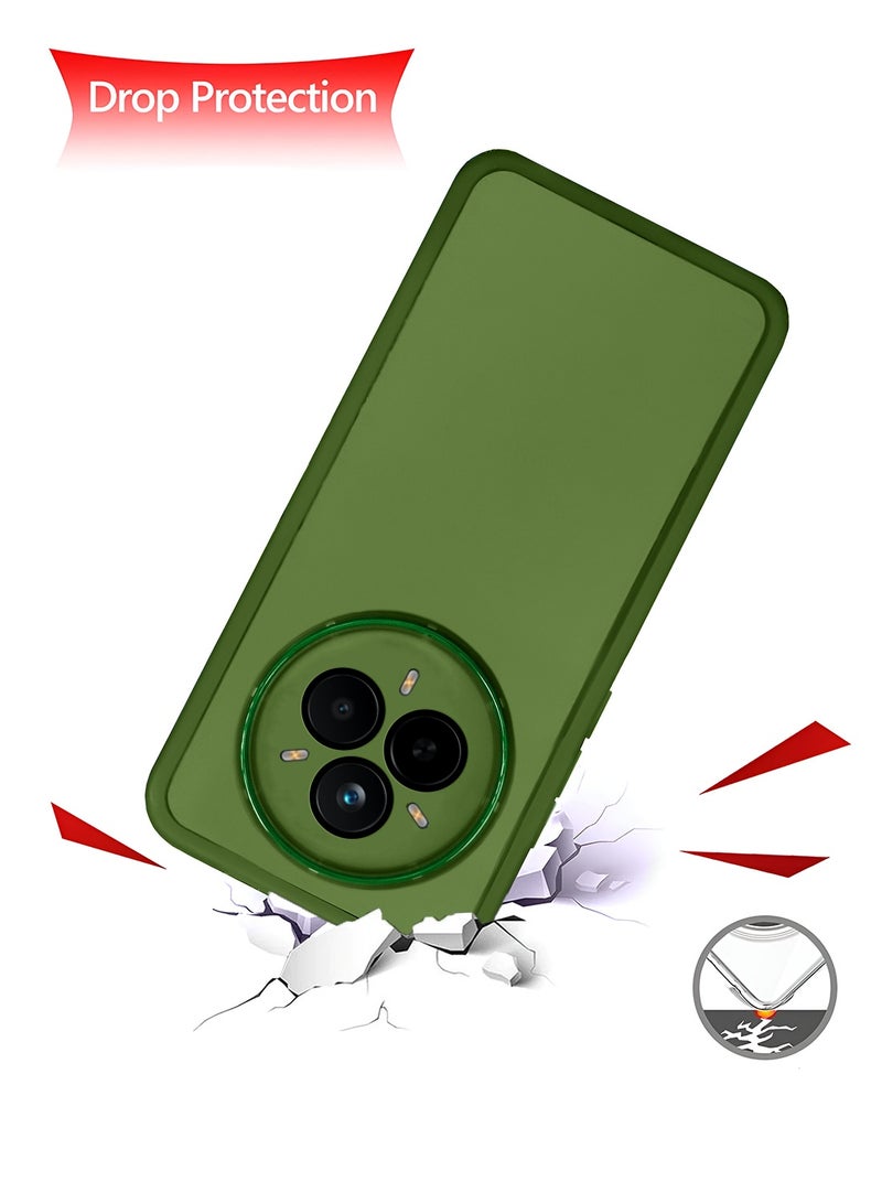 دبليو تيك غلاف هاتف ريلمي 14 برو 5G 2025 من مادة TPU الشفافة الناعمة لحماية الكاميرا، رفيع جداً وأنيق مع حافة كاميرا مطلية بالكهرباء - زيتوني - Image 3