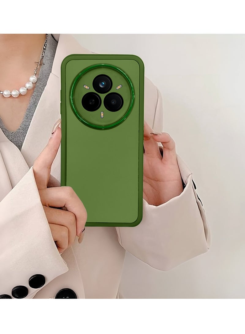 دبليو تيك غلاف هاتف ريلمي 14 برو 5G 2025 من مادة TPU الشفافة الناعمة لحماية الكاميرا، رفيع جداً وأنيق مع حافة كاميرا مطلية بالكهرباء - زيتوني - Image 4