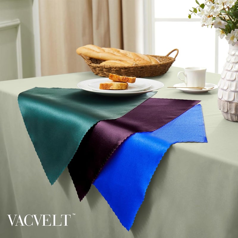 VACVELT 24 Pack Eggplant Purple Satin Napkins 12x12 Inch Wedding Napkins Scalloped Elegant Dinner Napkins Square Table Napkins Decor Silky Satin Cloth Napkins for Restaurant Banquet Graduation Party - Image 4