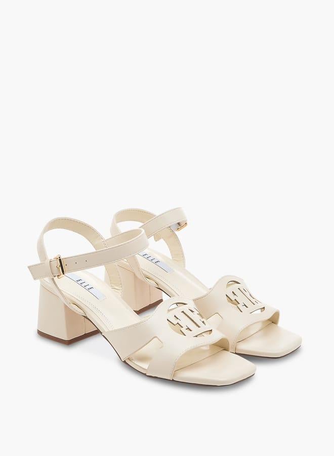 ELLE Women's Logo Detail Sandals with Buckle Closure and Block Heels - Image 3