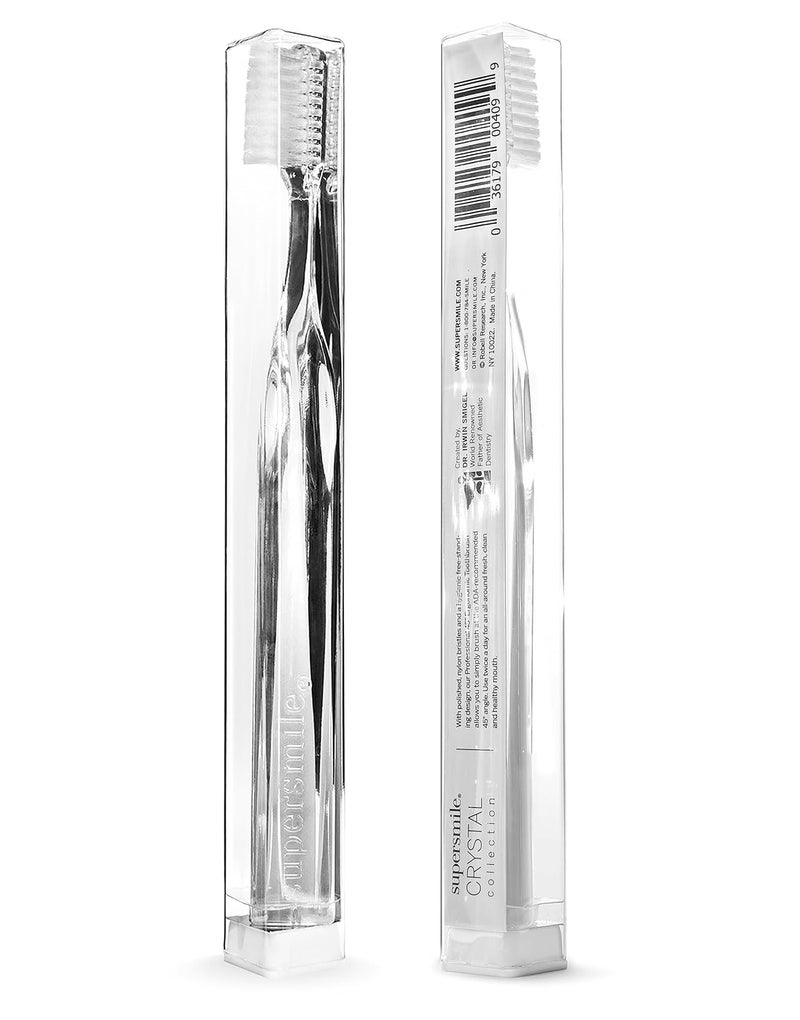 Supersmile فرشاة أسنان كريستال كولكشن من سوبر سمايل  فرشاة تبييض بأسلوب مريح  براءة اختراع 45 شعيرات نايلون ناعمة للبالغين والأطفال لون كورال أبيض - Image 2