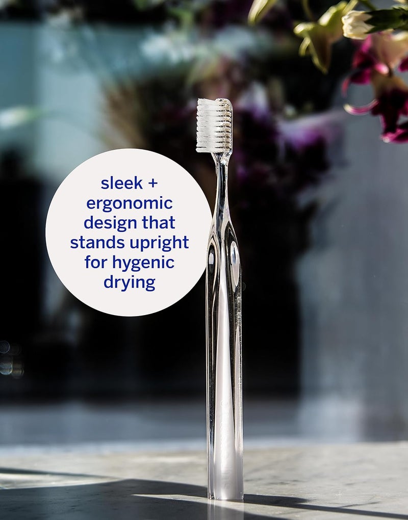 Supersmile فرشاة أسنان كريستال كولكشن من سوبر سمايل  فرشاة تبييض بأسلوب مريح  براءة اختراع 45 شعيرات نايلون ناعمة للبالغين والأطفال لون كورال أبيض - Image 3