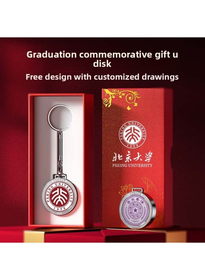 School Badge U Disk School Badge Pattern Customization Enterprise Publicity Anniversary Annual Meeting Forum Commemorative Gift 16g USB-Color:School Badge U Disk Yellow Exquisite Gift Box-Capacity:16GB  - Image 2