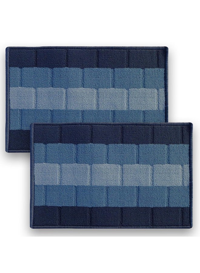 Status Contract حصيرة مدخل أمامية مضادة للانزلاق بحالة (38x58 سم) سجادة غرفة المعيشة لأبواب المدخل| حصيرة أرضية من البولي بروبيلين للمنزل| سجادة صغيرة أساسية للمكتب وغرفة النوم والمطبخ| (أزرق)، مستطيلة - Image 1