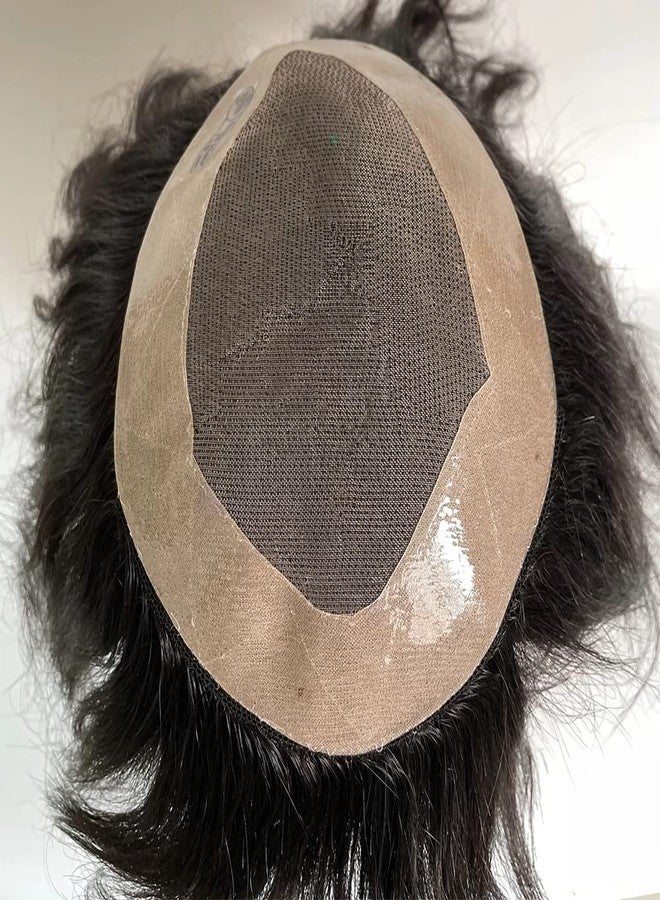 ASSU Men's Human Hair Patch |Human Hair Wigs For Men|Full Head Hair Toupee |Hair Solution For Men (Super Mono Hair Patch, 9x6) Human Hair - Image 1