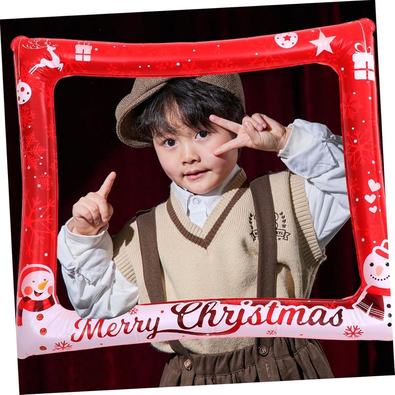 Christmas Inflatable Photo Booth Frame PVC Selfie Picture Prop for Winter Parties Festive Christmas Decoration for Holiday Gatherings and Celebrations - Image 3