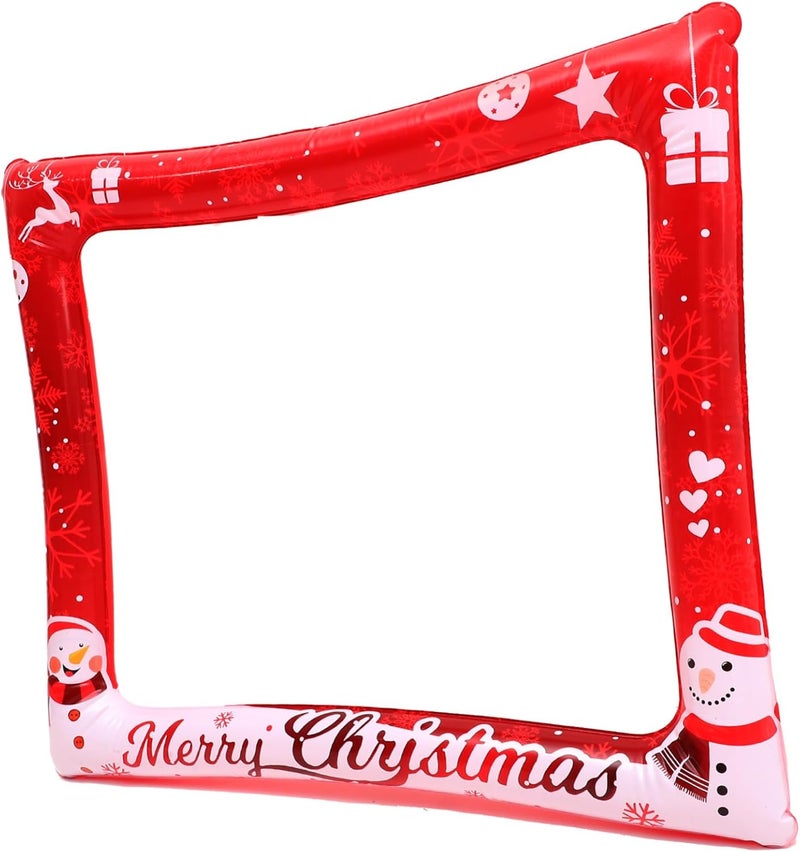 Christmas Inflatable Photo Booth Frame PVC Selfie Picture Prop for Winter Parties Festive Christmas Decoration for Holiday Gatherings and Celebrations - Image 1